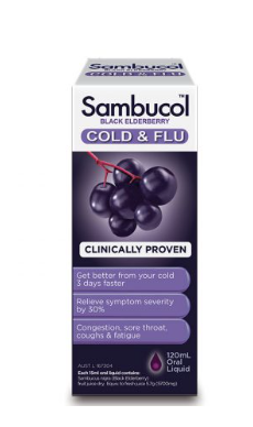 『  Sambucol 』  升級免疫版黑接骨木果漿維生素C+鋅 120ml