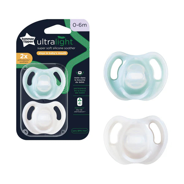 Tommee Tippee 0-6個月 Ultra Light 超輕矽膠安撫奶嘴 (2個裝)(新舊包裝/款式隨機出貨)