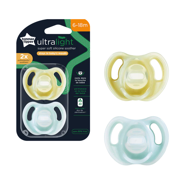 Tommee Tippee 6-18個月 Ultra Light 超輕矽膠安撫奶嘴 (2個裝)(新舊包裝/款式隨機出貨)